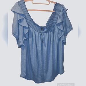 INC NWT 3X Smocked/Ruffled Sleeve Top